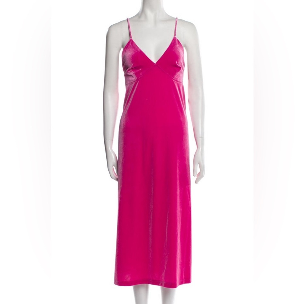 Norma Kamali Pink Velvet Floor Length Gown - pink black tie event dress